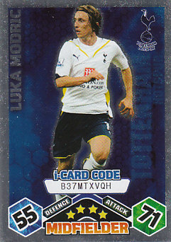 Luka Modric Tottenham Hotspur 2009/10 Topps Match Attax i-Card Code #307